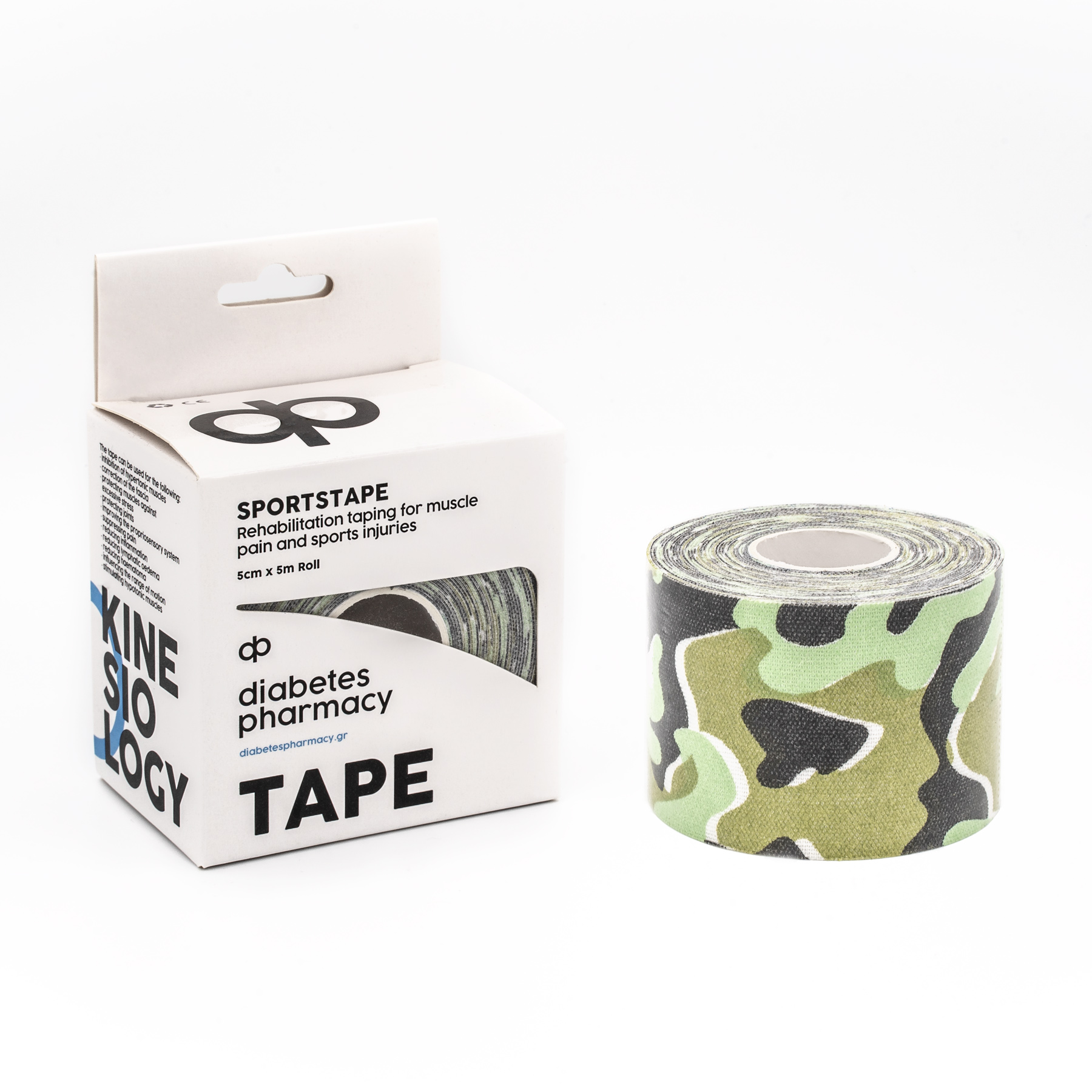 DiabetesPharmacy Kinesiology tape 5cm X 5m (Camo Green)